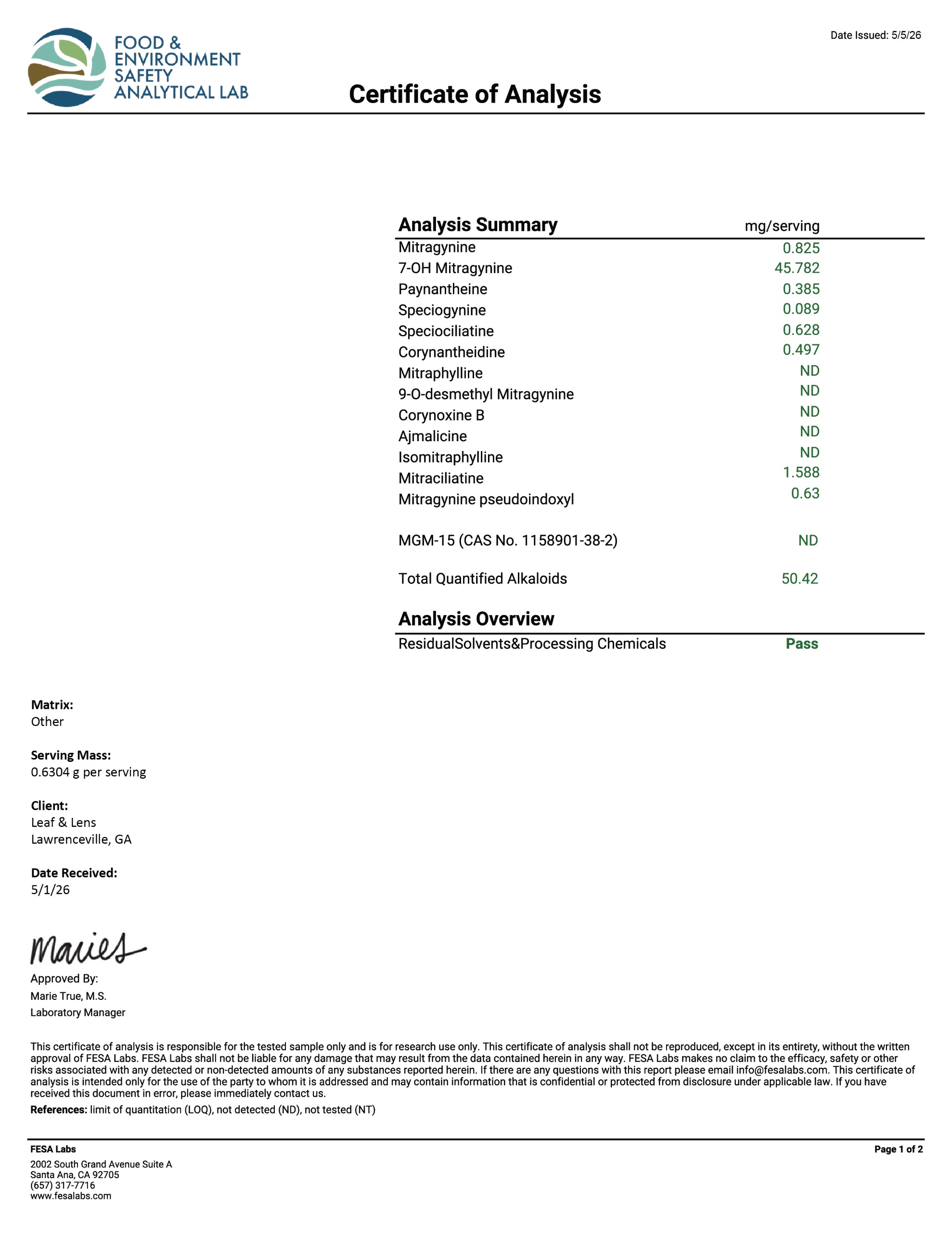 COA Report 1